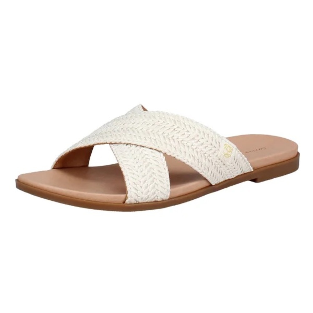 Draper James Women's Cross Slides Slide Sandals, White/US10